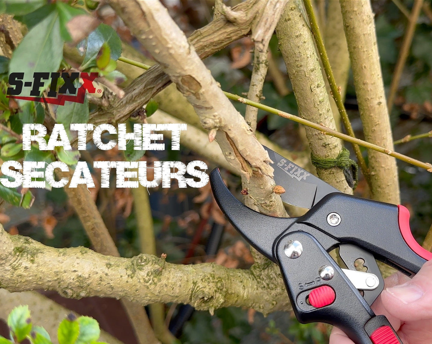 S-FIXX Heavy-Duty 2-in-1 Ratchet Secateurs, Bypass Secateurs & Garden Pruning Shears