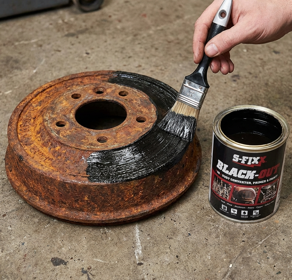 BLACK-OUT 3 in 1 Rust Converter, Primer & Paint