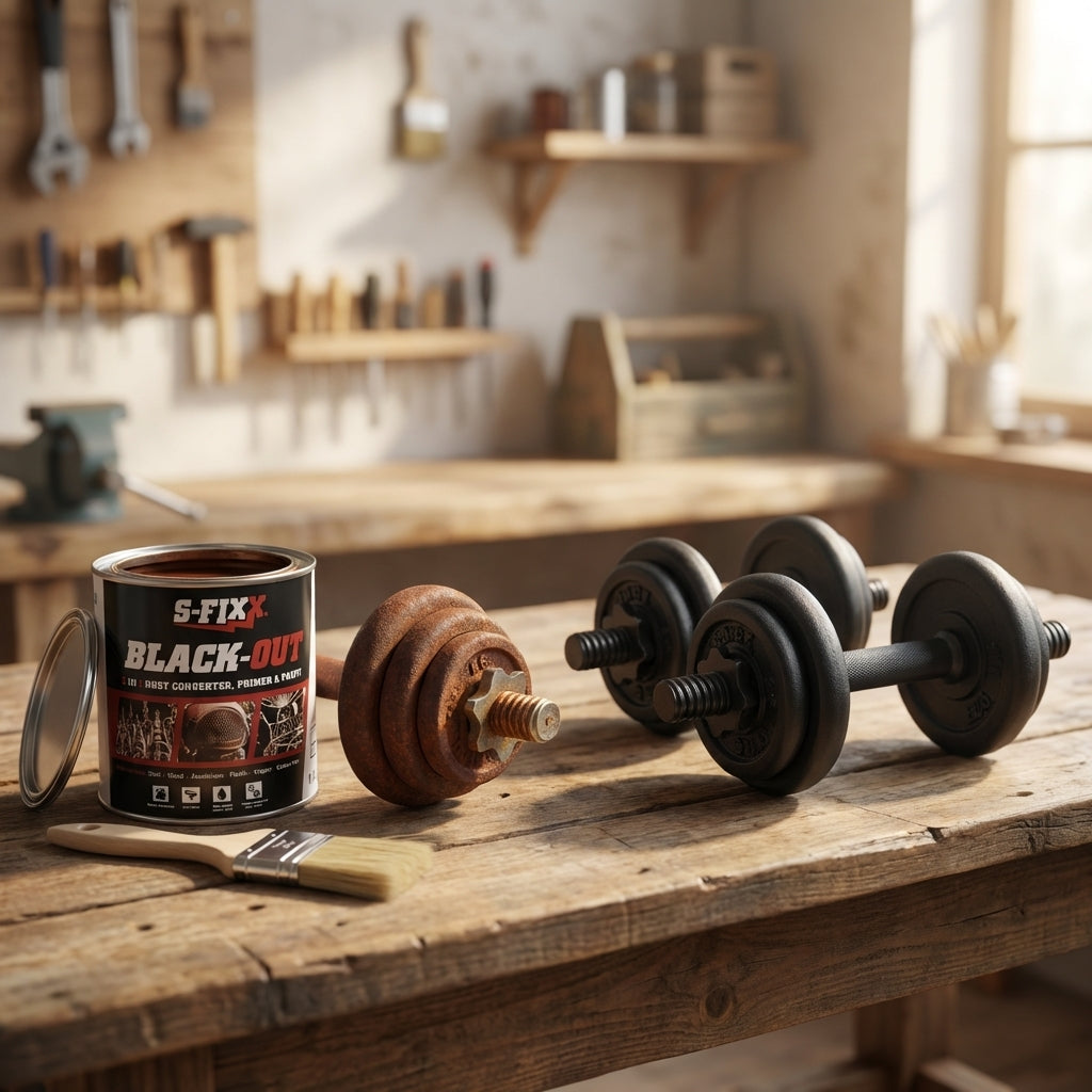 BLACK-OUT 3 in 1 Rust Converter, Primer & Paint