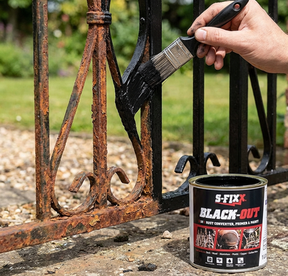 BLACK-OUT 3 in 1 Rust Converter, Primer & Paint