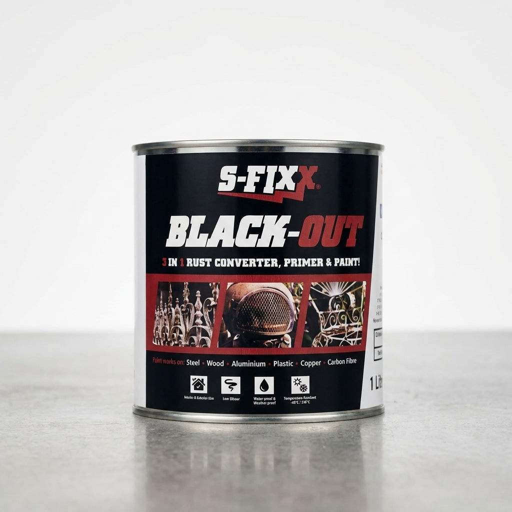 BLACK-OUT 3 in 1 Rust Converter, Primer & Paint