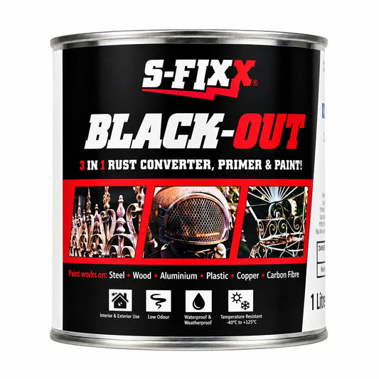 S-FIXX BLACK-OUT 3-in-1 Rust Converter, Primer & Protective Paint
